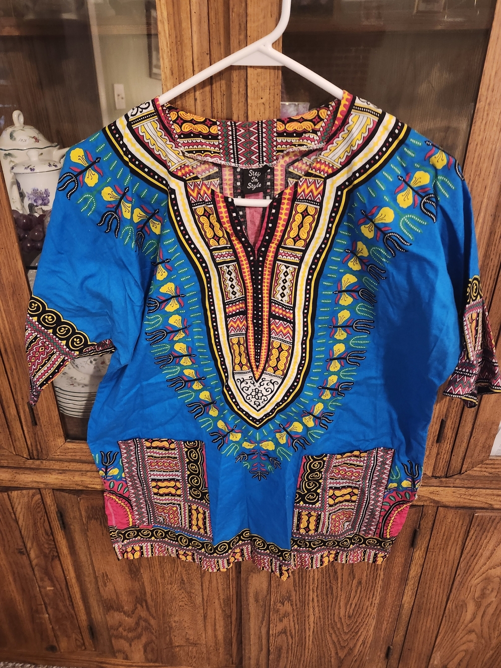 Blue Dashiki-Style Women's Top by